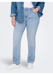 Slim-fit-Jeans Only CARMAKOMA "CARSUI MID SLIM DNM REA286 NOOS", Damen, Gr. 46, L&auml;nge 32, blau (light blau denim), Denim/Jeans, Obermaterial: 95% Baumwolle, 3% Polyester, 2% Elasthan, unifarben, slim fit, Jeans Slim-fit-Jeans, Topseller