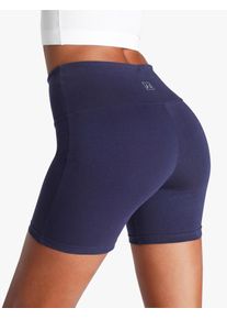 Shorts Lascana, Damen, Gr. 44/46, N-Gr, blau (marine), Single Jersey, Obermaterial: 95% Baumwolle, 5% Elasthan, unifarben, Basic, kurz, Hosen Shorts, mit breitem B&uuml;ndchen und Logodruck, Loungewear, Topseller