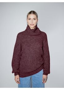 Strickpullover LEGER "Juna, LeGer by Lena Gercke", Damen, Gr. 38, aubergine, Strick, Obermaterial: 56% Polyacryl, 44% Polyamid, unifarben, loose fit ca. Mitte Oberschenkel, Rundhals, eingesetzt gerader Abschluss, Pullover Strickpullover, Loose fit mit Rundhalsausschnitt