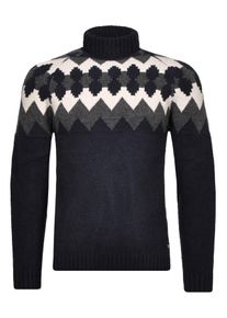 Rundhalspullover Ragman, Herren, Gr. 52, blau (marineblau), Strick, 36% Baumwolle 35% Polyacryl 29% Polyester, hoch geschlossener Ausschnitt, Pullover Rundhalspullover