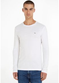 Langarmshirt Tommy Jeans "TJM ORIGINAL RIB LONGSLEEVE TEE", Herren, Gr. XL (54), wei&szlig; (classic wei&szlig;), Obermaterial: 100% Baumwolle, unifarben, Basic, schmal, Rundhals, Shirts Langarmshirt