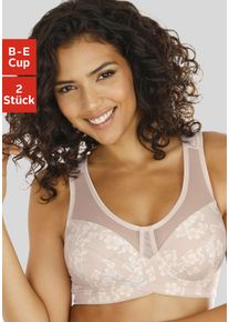Entlastungs-BH Nuance, Damen, Gr. 105, Cup B, puder, bedruckt, puder, Microtouch, Obermaterial: 75% Polyamid, 25% Elasthan, BHs Entlastungs-BH, ohne B&uuml;gel mit h&uuml;bschen Netzeins&auml;tzen