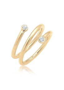 Silberring Elli "Ring Wickelring Geo Kristalle 925 Sterling Silber" Gr. 58, gold, Fingerringe, Damen, 58, Silber 925 (Sterlingsilber), Silberring