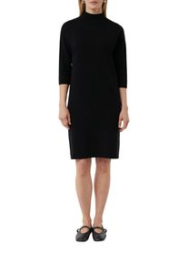 Strickkleid comma, Damen, Gr. 46, N-Gr, schwarz, Strick, Obermaterial: 80% Viskose, 20% Polyamid, unifarben, regular fit knielang, gerader Abschluss, Kleider Strickkleid, mit &uuml;berschnittenen Schultern