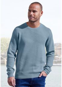 Strickpullover John Devin, Herren, Gr. M (48/50), blau (rauchblau), Feinstrick, Obermaterial: 50% Baumwolle, 50% Polyacryl, unifarben, regular fit normal, Rundhals, Strickb&uuml;ndchen, Pullover Strickpullover, Pullover aus weichem Strukturstrick, Topseller