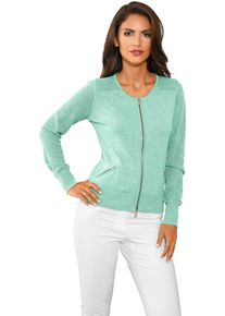 Cardigan Heine, Damen, Gr. 48, gr&uuml;n (mint), 90% Baumwolle, 10% Seide, unifarben, Strickjacken Cardigan