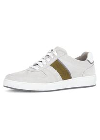 Sneaker Pius Gabor, Herren, Gr. 10 (44,5), wei&szlig; (sanftes wei&szlig; kombiniert), Veloursleder, Schuhe Sneaker, Freizeitschuh, Halbschuh, Schn&uuml;rer mit Kontrastbes&auml;tze, Weite G