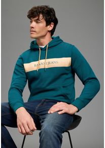 Kapuzensweatshirt Bruno Banani, Herren, Gr. L (52/54), gr&uuml;n, angeraute Sweatware, Obermaterial: 60% Baumwolle, 40% Polyester, bedruckt, unifarben, schmal, angesetztes B&uuml;ndchen, Sweatshirts Kapuzensweatshirt, mit Kapuze und Kordelz&uuml;gen, mit K&auml;ngurutasche, schmale Passform