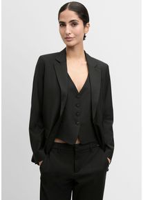 Jackenblazer Cinque "CILIGHT", Damen, Gr. 38 (M), schwarz, Web, Obermaterial: 53% Polyamid, 43% Schurwolle, 4% Elasthan, unifarben, regular fit normal, V-Ausschnitt, eingesetzt,&Auml;rmel ohne &Auml;rmelschlitz gerader Abschluss mit Kn&ouml;pfen, Blazer Jackenblazer, Mit Markenlabelpl&auml;ttchen