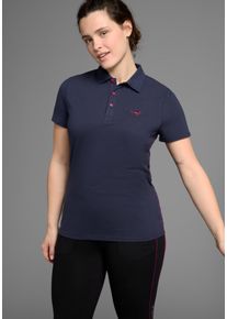 Poloshirt Kangaroos, Damen, Gr. 48/50, blau (marine), Obermaterial: 100% Baumwolle, unifarben, figurumspielend, Shirts Poloshirt, Kurzarm, unifarben, Polokragen, aus Baumwolle, gro&szlig;e Gr&ouml;&szlig;en, Topseller