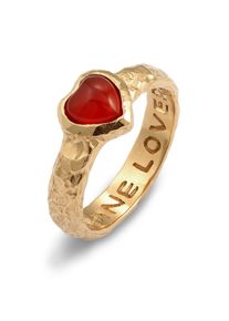 Silberring HAZE & GLORY "Ring Herz Onyx Rot 925 Sterling Silber - Heart Over Heels" Gr. 52, gold, Fingerringe, Damen, 52, Silber 925 (Sterlingsilber), Silberring