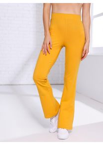 Schlupfhose, Damen, Gr. 46, Normalgr&ouml;&szlig;en, ocker, 95% Baumwolle, 5% Elasthan, unifarben, Hosen Schlupfhose