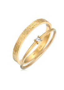 Ring-Set Elli "Ring Stapelring Kristall Solit&auml;r Bandring Set 925 Silber" Gr. 54, gold, Fingerringe, Damen, 54,mit Stein, Silber 925 (Sterlingsilber), 2mm, Ring-Set