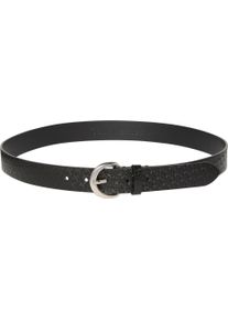 Lederg&uuml;rtel Calvin Klein Jeans "CLASSIC BUCKLE AOP 30MM", Damen, Gr. 80, schwarz (schwarz, pewter), Rindsleder, unifarben, G&uuml;rtel Lederg&uuml;rtel