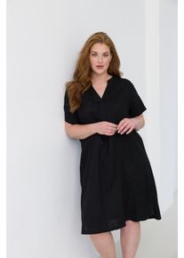 Tunikakleid Base Level Curvy "Yacinthe", Damen, Gr. 48, N-Gr, schwarz, Web, Obermaterial: 55% Leinen, 45% Viskose, gerade knielang, Serafino, Kleider Tunikakleid, Sommerkleid mit Leinen
