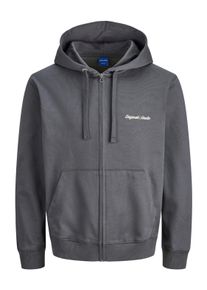Jack & Jones PlusSize Kapuzensweatshirt "JORNORREBRO EMB SWEAT ZIP HOOD PLS", Herren, Gr. 4XL, asphalt, angeraute Sweatware, Obermaterial: 89% Baumwolle, 11% Polyester, JACK & JONES PLUSSIZE, regular fit normal, Rippb&uuml;ndchen, Sweatshirts Kapuzensweatshirt