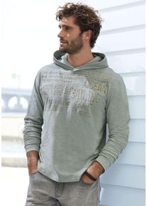 Kapuzenshirt John Devin, Herren, Gr. M, gr&uuml;n (salbei bedruckt), Slub, Obermaterial: 100% Baumwolle, bedruckt, regular fit, Rundhals, abgesteppte Kante, Shirts Kapuzenshirt, Langarmshirt bedruckt mit Kapuze aus strukturierter Baumwoll-Qualit&auml;t, Topseller