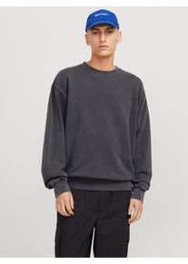 Jack & Jones Sweatshirt JACK & JONES "JJECHARGE FADED SWEAT CREW NECK NOOS", Herren, Gr. S, grau (castlerock), angeraute Sweatware, Obermaterial: 100% Baumwolle, unifarben, loose fit taillenbedeckt, Rundhals, Rippb&uuml;ndchen, Sweatshirts Sweatshirt, mit Rippb&uuml;ndchen