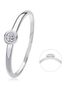 Diamantring ONE ELEMENT "0,05 ct Diamant Brillant Ring aus 585 Wei&szlig;gold" Gr. 52, silber, Fingerringe, Damen, 52,mit Brillant, Wei&szlig;gold 585, Diamantring