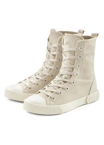 Stiefelette Lascana, Damen, Gr. 37, beige, Obermaterial: 100% Textilmaterial. Decksohle: 100% Textilmaterial. Futter: 100% Textilmaterial. Laufsohle: 100% Synthetik, unifarben, Schuhe Stiefelette, im Combat Look, High Top Sneaker, Schn&uuml;rschuh, Textil-Boots, Topseller
