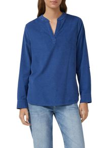 Langarmbluse s.Oliver, Damen, Gr. 42, dusty indigo, Web, Obermaterial: 68% Baumwolle, 32% Viskose, unifarben, regular fit normal, Rundhals, Aufschlag, Blusen Langarmbluse, mit Turn-Up