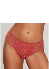 String Lascana, Damen, Gr. 36/38, rot (chrysanthemu), Spitze, Obermaterial: 87% Polyamid, 13% Elasthan, k&ouml;rpernah, Unterhosen String, rundherum aus floraler, dezent transparenter Spitze