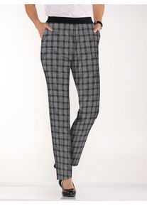 Schlupfhose Classic Basics, Damen, Gr. 46, Normalgr&ouml;&szlig;en, schwarz-wei&szlig; (schwarz, wei&szlig;, kariert), 97% Polyester, 3% Elasthan, gemustert, lang, Hosen Schlupfhose