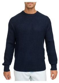 Rundhalspullover INDICODE "INBertram O-neck", Herren, Gr. M, navy, Strick, Obermaterial: 58% Polyacryl, 32% Polyester, 7% Wolle, 3% Elasthan, unifarben, regular fit h&uuml;ftlang, Rundhals, Pullover Rundhalspullover