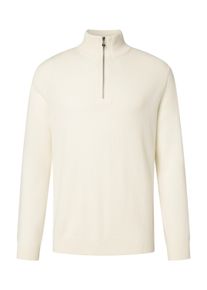 JOOP! Strickpullover JOOP JEANS "Lauriono", Herren, Gr. L, beige (natural), Strick, Obermaterial: 80% Wolle, 20% Polyamid, unifarben, regular fit normal, Rundhals, eingesetzt Rippstrickb&uuml;ndchen, Pullover Strickpullover, mit Rei&szlig;verschluss