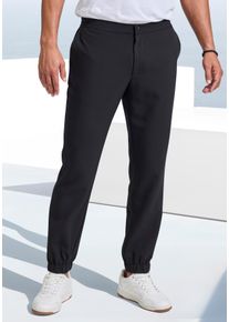 Stoffhose John Devin "mit elastischen B&uuml;ndchen", Herren, Gr. XXL, N-Gr, schwarz, Web, Obermaterial: 77% Polyester, 17% Viskose, 6% Elasthan, unifarben, regular fit lang, Hosen Stoffhose, aus leicht dehnbarer Webqualit&auml;t, Topseller