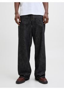 Jack & Jones Relax-fit-Jeans JACK & JONES "JJIDAVE JJCLASSIC JOS 363 LN", Herren, Gr. 38, L&auml;nge 34, schwarz (schwarz denim), Denim/Jeans, Obermaterial: 100% Baumwolle, Abriebeffekte, weit kn&ouml;chellang, Jeans Relax-fit-Jeans