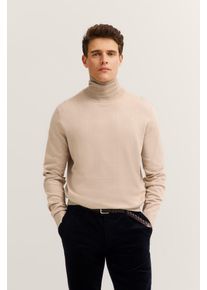 Rollkragenpullover Bugatti "Regular Fit", Herren, Gr. XL, beige (30, beige), Strick, 95% Baumwolle, 5% Kaschmir, unifarben, regular fit, ohne Ausschnitt, Rippb&uuml;ndchen, Pullover Rollkragenpullover, aus Baumwolle-Kaschmir