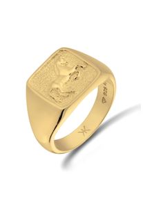 Siegelring Kuzzoi "Ring Siegelring Pferd 925 Sterling Silber" Gr. 60, gold, Fingerringe, Herren, 60, Silber 925 (Sterlingsilber), Siegelring