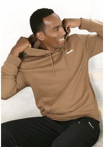 Hoodie BENCH. LOUNGEWEAR, Herren, Gr. 44/46 (S), braun (camelfarben), angeraute Sweatware, Obermaterial: 60% Baumwolle, 40% Polyester, unifarben, Basic, bequem normal, Rundhals, angesetztes B&uuml;ndchen, Sweatshirts Hoodie, Sweatshirt mit Kapuze und seitlichen Taschen, Baumwollmischung