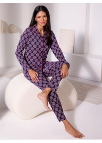 w&auml;schepur Schlafanzug W&Auml;SCHEPUR, Damen, Gr. 44/46, bunt (marine, magenta, bedruckt), 50% Baumwolle, 50% Viskose, Homewear-Sets Schlafanzug