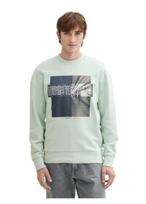 Sweatshirt Tom Tailor Denim, Herren, Gr. M, gr&uuml;n (sea foam), Sweatware, Obermaterial: 100% Baumwolle, bedruckt, relaxed fit taillenbedeckt, Rundhals, Rippb&uuml;ndchen, Sweatshirts Sweatshirt, mit Frontprint