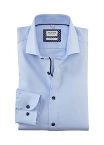 Businesshemd OLYMP "Level Five body fit", Herren, Gr. 40, N-Gr, blau (ozon), Web, Obermaterial: 97% Baumwolle, 3% Elastolefin, k&ouml;rpernah, 2-Knopf-Manschette, Hemden Businesshemd