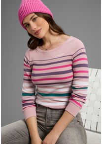 Langarmshirt Kangaroos, Damen, Gr. 32/34, ros&eacute;, Rippware, Obermaterial: 100% Baumwolle, gestreift, figurbetont h&uuml;ftbedeckend, Rundhals, Shirts Langarmshirt, k&ouml;rpernahe Passform, unifarben, sportlicher Look, aus Baumwolle