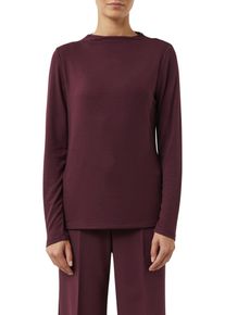 Langarmshirt comma, Damen, Gr. 44, schwarz berry, Single Jersey, Obermaterial: 76% Viskose, 19% Polyester, 5% Elasthan, unifarben, regular fit normal, ohne Ausschnitt, angesetztes B&uuml;ndchen, Shirts Langarmshirt, mit Stehkragen