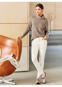 Rollkragenpullover Heine "Pullover", Damen, Gr. 34, beige (beige, champagner, meliert), 100% Polyacryl, meliert, unifarben, Pullover Rollkragenpullover