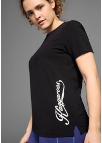 T-Shirt Kangaroos, Damen, Gr. 40/42, schwarz, Obermaterial: 95% Baumwolle, 5% Elasthan, unifarben, figurumspielend h&uuml;ftbedeckend, Rundhals, Shirts T-Shirt, Kurzarm, casual, unifarben, gro&szlig;e Gr&ouml;&szlig;en, Topseller