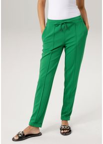 Schlupfhose Aniston CASUAL, Damen, Gr. 46, N-Gr, gr&uuml;n (smaragd), Jersey, Obermaterial: 95% Polyester, 5% Elasthan, Strukturmuster, unifarben, figurumspielend lang, Hosen Schlupfhose, in strukturierter Jersey-Qualit&auml;t