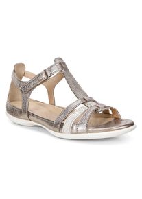 Riemchensandale Ecco "FLASH", Damen, Gr. 35, gold (goldfarben, hellbeige), Leder, Schuhe Riemchensandale, Sommerschuh, Sandalette, Klettschuh, im Metallic-Look