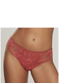 String Lascana, Damen, Gr. 32/34, rot (chrysanthemu), Spitze, Obermaterial: 87% Polyamid, 13% Elasthan, k&ouml;rpernah, Unterhosen String, rundherum aus floraler, dezent transparenter Spitze