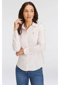 Langarmbluse Gant "New Slim Stretch Oxford Blouse", Damen, Gr. 40, rosa (light pink), Obermaterial: 97% Baumwolle, 3% Elasthan, unifarben, slim fit h&uuml;ftlang, hoch geschlossener Ausschnitt, Manschette mit Kn&ouml;pfen, Blusen Langarmbluse, f&uuml;r bequemen Sitz u. Bewegungsfreiheit, New Slim Stretch, b&uuml;gelfrei