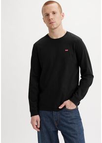 Levi's Langarmshirt LEVI'S, Herren, Gr. M, schwarz (mineral schwarz), Jersey, Obermaterial: 100% Baumwolle, bestickt, unifarben, normal h&uuml;ftbedeckend, Rundhals, Shirts Langarmshirt, mit Logo-Applikation