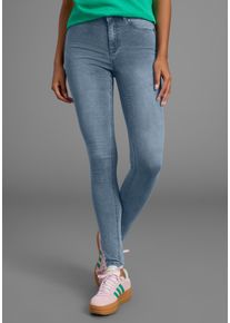 Skinny-fit-Jeans Arizona "Ultra Stretch", Damen, Gr. 52, N-Gr, blau (blau used), Denim/Jeans, Obermaterial: 63% Baumwolle, 32% Polyester, 5% Elasthan, skinny fit lang, Jeans Skinny-fit-Jeans, skinny-fit, betonte Taille, shaping-Effekt, high Waist
