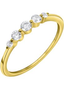Goldring Firetti "Schmuck Geschenk Gold 375 Fingerring Ring" Gr. 52, gold (gelbgoldfarben, kristallwei&szlig;), Fingerringe, Damen, 52, Gelbgold 375, 1mm, Goldring, mit Zirkonia (synth.)