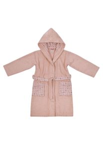 W&ouml;rner Kinderbademantel W&Ouml;RNER "Lamas" Gr. 140, rosa (altrosa), L:85cm, Baumwoll-Webfrottier, Hausm&auml;ntel, Kinderbademantel, mit Stickerei, mit Taschen, maschinenwaschbar, trocknergeeignet