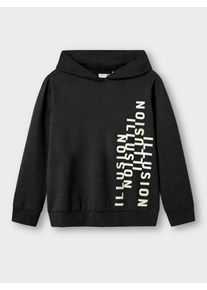 Sweatshirt name it "NKMOLAF LS NREG SWE WH BRU PB", Jungen, Gr. 134/140, schwarz, Sweatware, Obermaterial: 60% Baumwolle, 40% Polyester, bedruckt, regular fit normal, Rundhals, Rippb&uuml;ndchen, Sweatshirts Sweatshirt